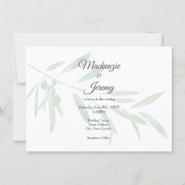 Watercolor Olive Gren Inbjudningar