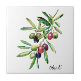 Watercolor Olive Gren Kakelplatta