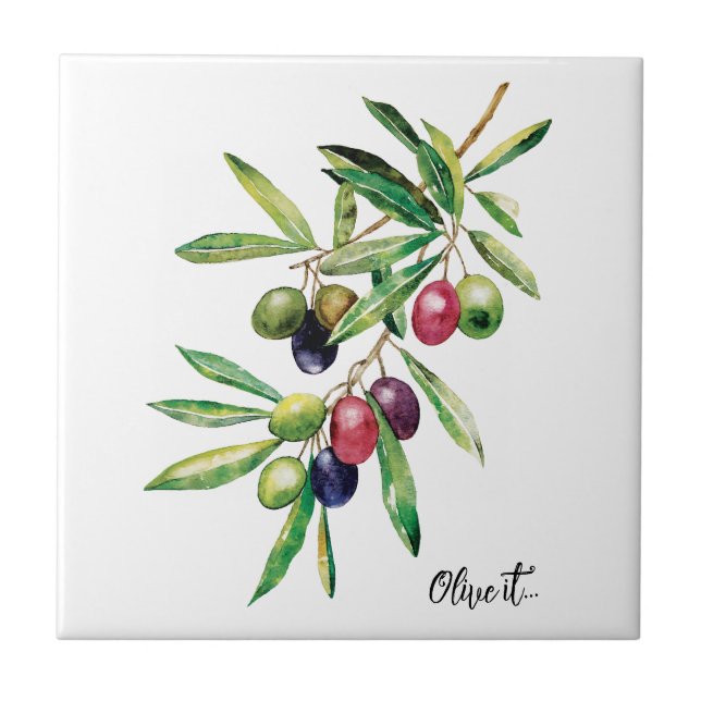 Watercolor Olive Gren Kakelplatta (Framsidan)