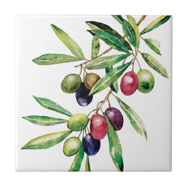 Watercolor Olive Gren Kakelplatta (Framsidan)