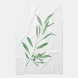 Watercolor Olive Gren Kökshandduk