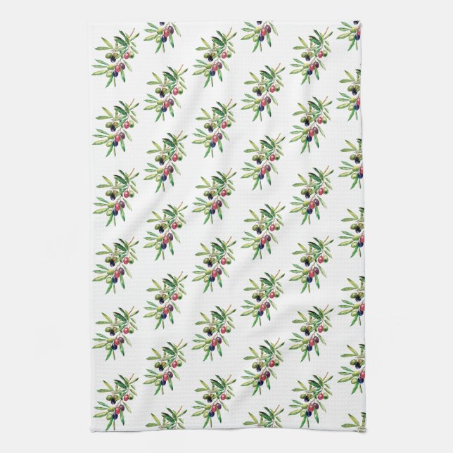 Watercolor Olive Gren Kökshandduk (Vertikal)