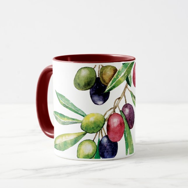 Watercolor Olive Gren Mugg (Framsida vänster)