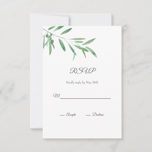 Watercolor Olive Gren OSA kort (Framsida)