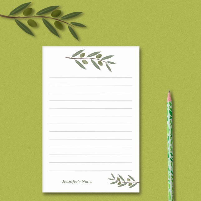 Watercolor Olive Gren Post-it Block (Watercolor Olive Branch Post-it Notes)