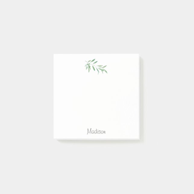 Watercolor Olive Gren Post-it Block (Framsida)