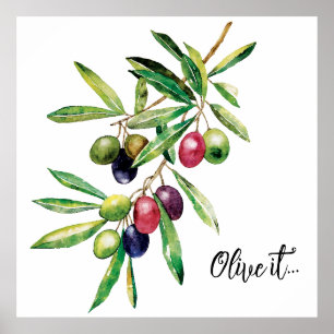 Watercolor Olive Gren Poster
