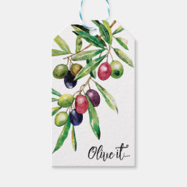 Watercolor Olive Gren Presentetikett