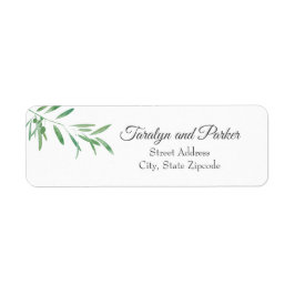 Watercolor Olive Gren Returadress Etikett