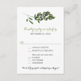 Watercolor Olivgren | Bröllops RSVP OSA Kort