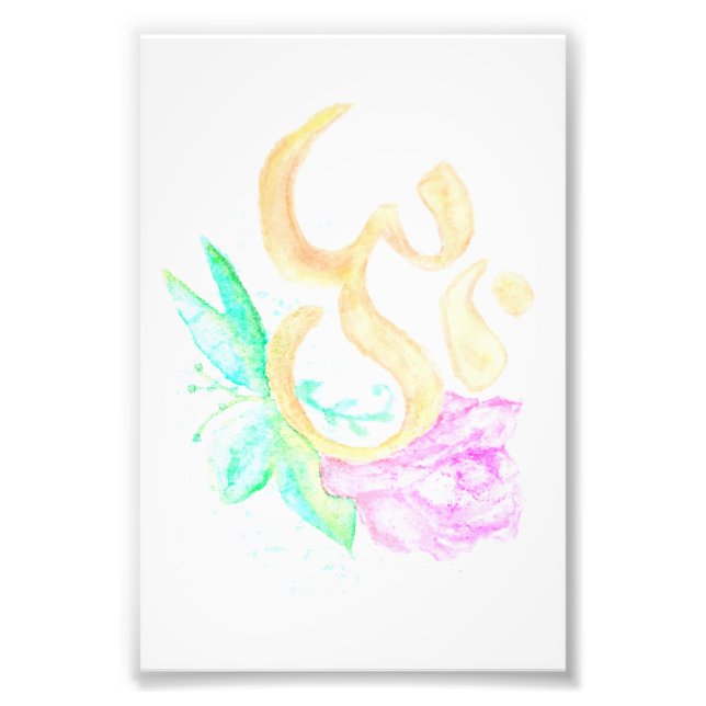 Watercolor OM symbol with flowers Fototryck (Framsidan)
