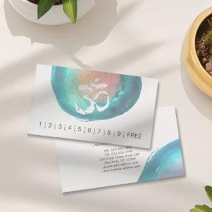 Watercolor Om Symbol YOGA-instruktorförmånen Slår Lojalitetskort