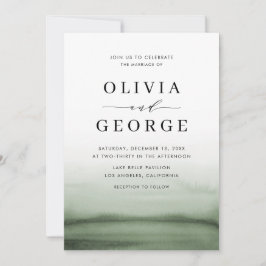 Watercolor Ombre Grönt Modern Bröllop Inbjudningar
