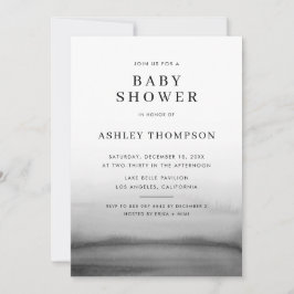Watercolor Ombre Mörk Grått Modern Baby Shower Inbjudningar