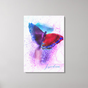 Watercolor Ombre Rosa and Lila Butterfly Canvastryck