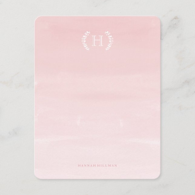 Watercolor Ombre Rosa Personal Stationery Anteckningskort (Framsida)