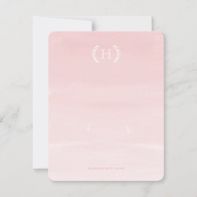 Watercolor Ombre Rosa Personal Stationery Anteckningskort (Framsida)