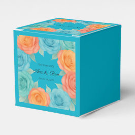 Watercolor Orange and Teal Roses Wedding Presentaskar