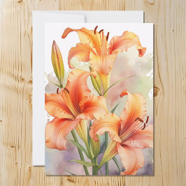 Watercolor Orange Daylilies Julkort