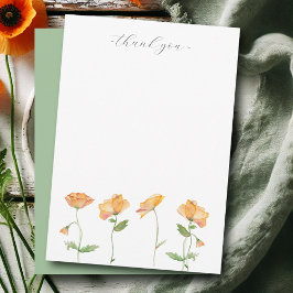 Watercolor Orange Poppies Tack Stationery Anteckningskort