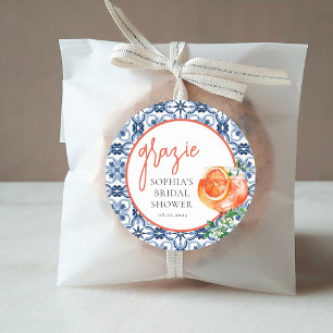 Watercolor Orange Spritz Grazie Favors Runt Klistermärke