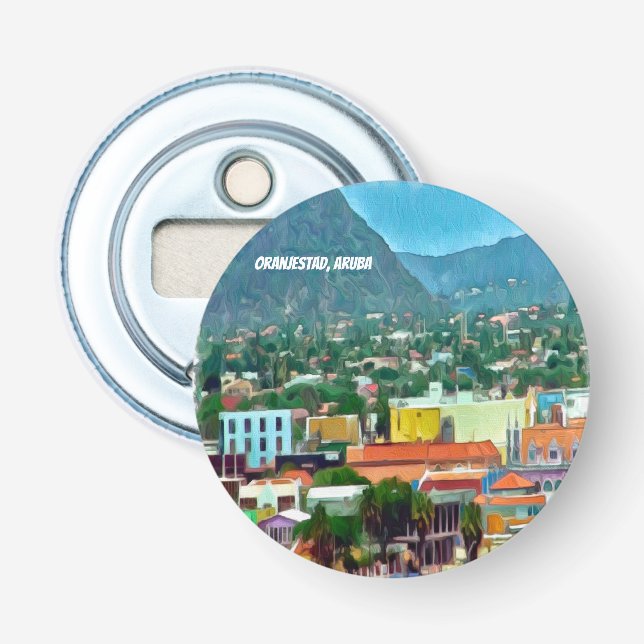 Watercolor Oranjestad, Aruba Flasköppnare (Framsidan)