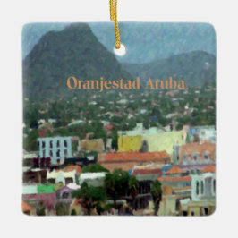 Watercolor Oranjestad, Aruba Julgransprydnad Keramik
