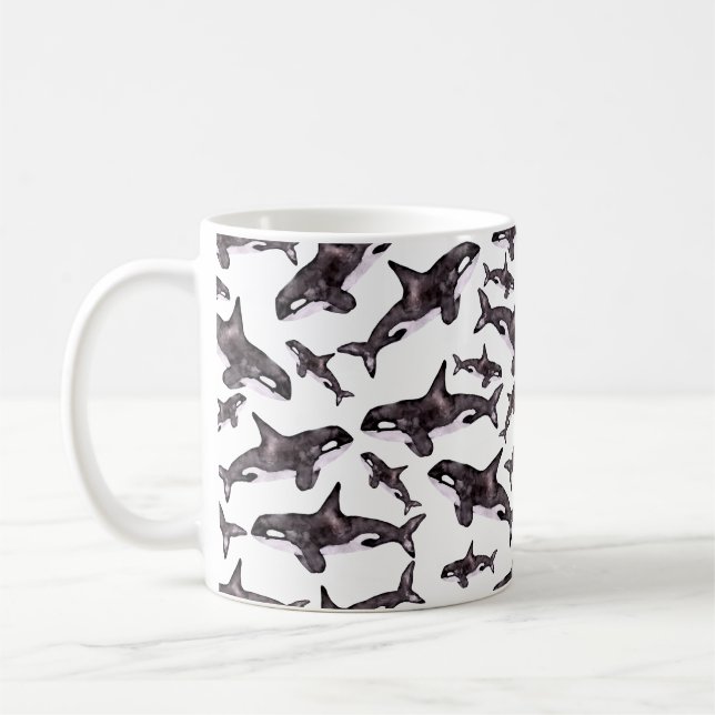 Watercolor Orca Kaffemugg (Vänster)