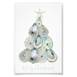 Watercolor Oyster Christmas Tree Fototryck