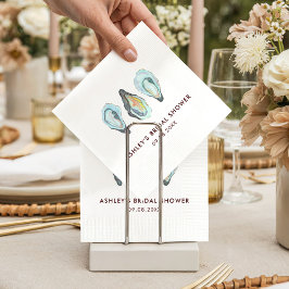 Watercolor Oyster Coastal Seaside Bridal Shower Pappersservett