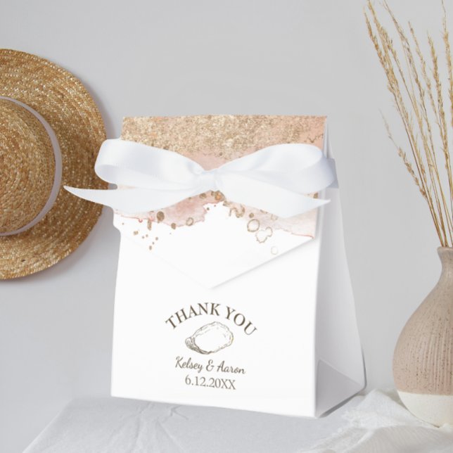 Watercolor Oyster Pearl Beach Wedding Presentaskar (Skapare uppladdad)
