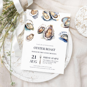 Watercolor Oyster Roast Party Inbjudningar