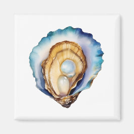 Watercolor Oyster Shell Magnet