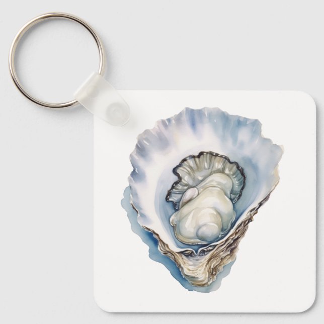 Watercolor Oyster Shell Nyckelring (Framsida)