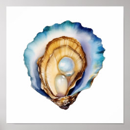 Watercolor Oyster Shell Poster