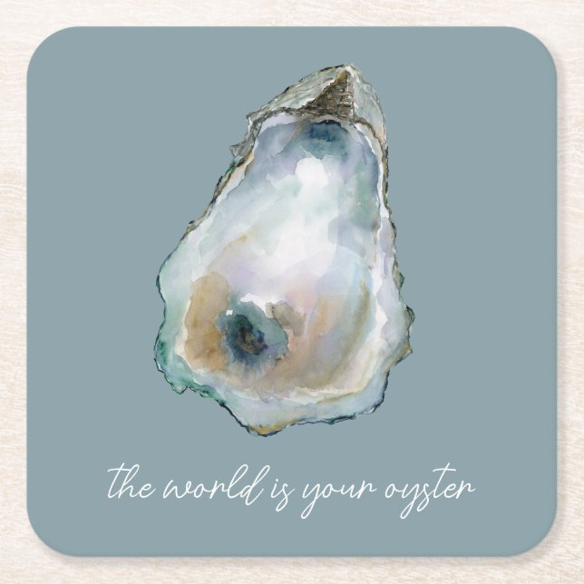 Watercolor Oyster Underlägg Papper Kvadrat (Framsidan)