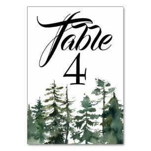 Watercolor Pacific Northwest Forest Gräs Träd Bordsnummer