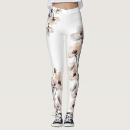 Watercolor Painted Anemone Flower Leggings