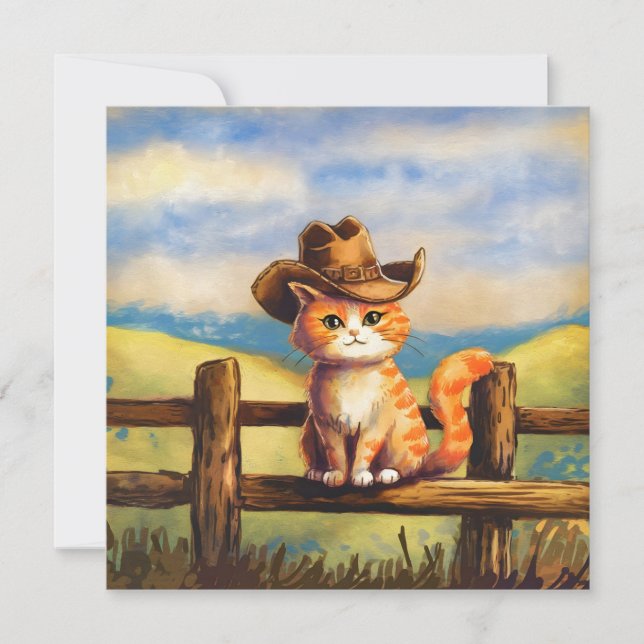 Watercolor Painted Cat Dad Inbjudningar (Framsida)