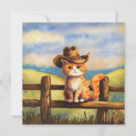 Watercolor Painted Cat Dad Inbjudningar