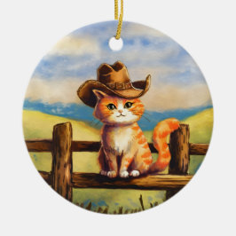 Watercolor Painted Cat Dad Julgransprydnad Keramik