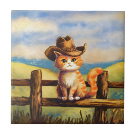 Watercolor Painted Cat Dad Kakelplatta