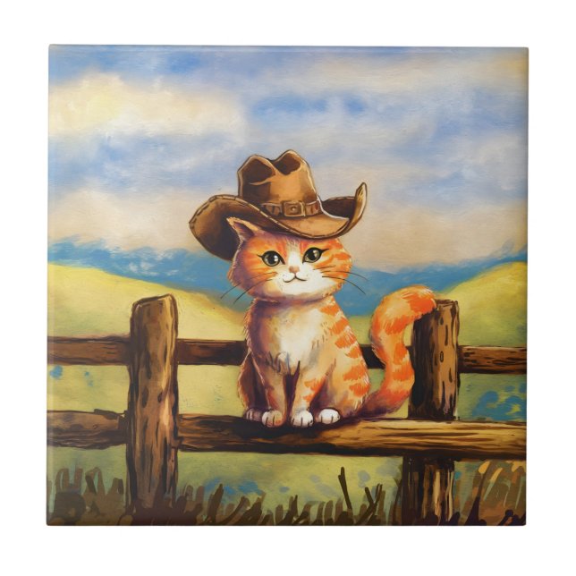 Watercolor Painted Cat Dad Kakelplatta (Framsidan)