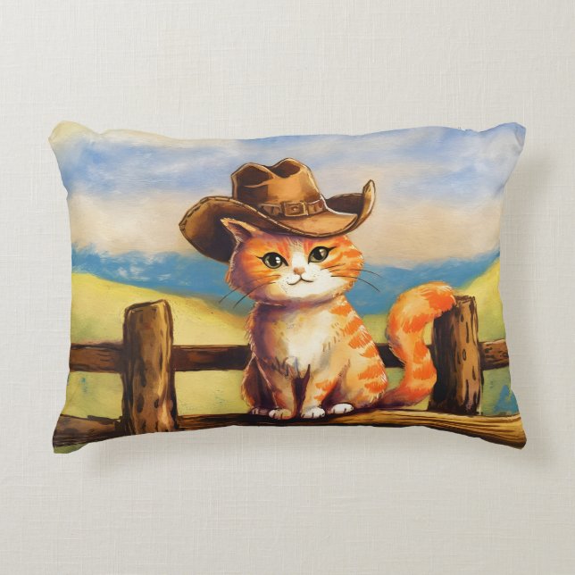 Watercolor Painted Cat Dad Prydnadskudde (Framsidan)