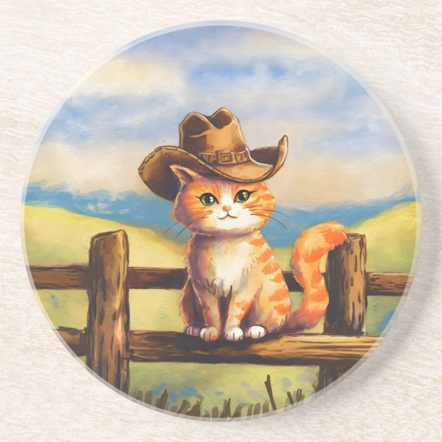 Watercolor Painted Cat Dad Underlägg (Framsidan)