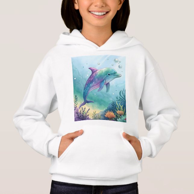 Watercolor painted dolphin t shirt (Framsida)