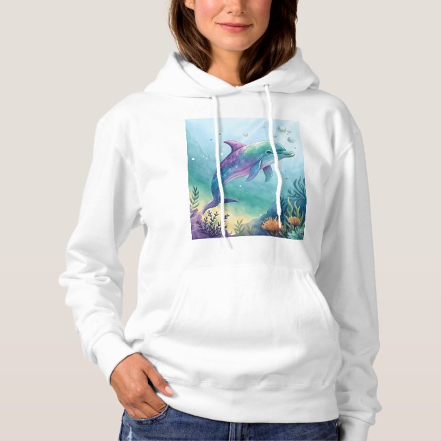 Watercolor painted dolphin t shirt (Framsida)