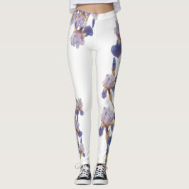 Watercolor Painted Iris Flower Leggings