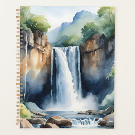 Watercolor painted waterfall