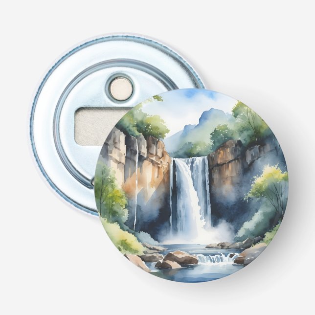 Watercolor painted waterfall flasköppnare (Framsidan)